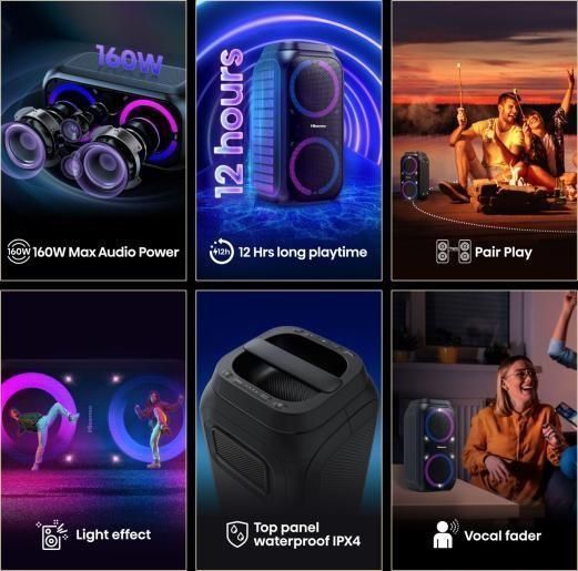 Портативная колонка Hisense Party Rocket HP160 Black 609368 фото
